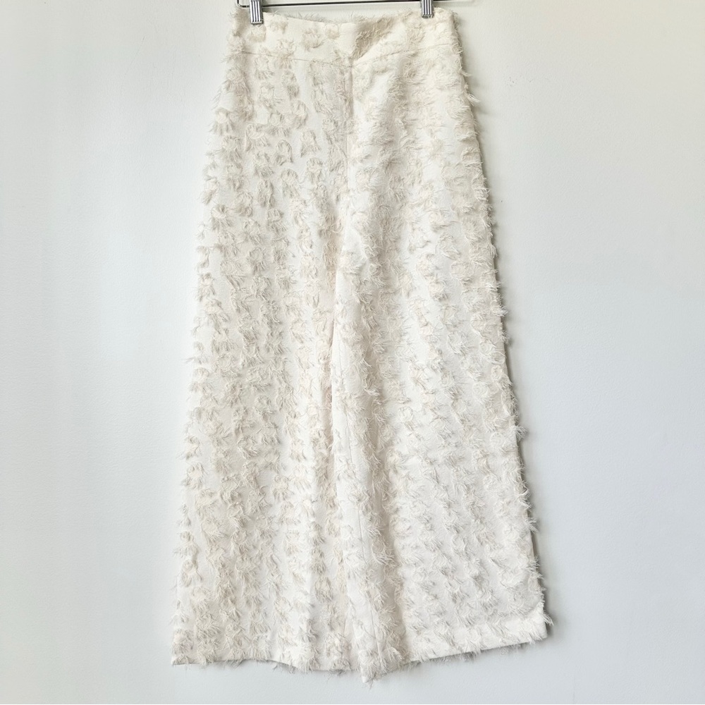 ZARA | UNIQUE FEATHERED TEXTURED CROPPED WIDE LEG CULOTTE TROUSERS FLIRTY FUN